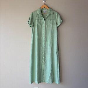 vintage 90s j.g. hook mint green button front short sleeve maxi dress
